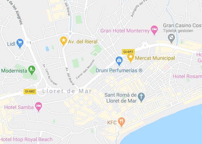 Market in Lloret de Mar on the map